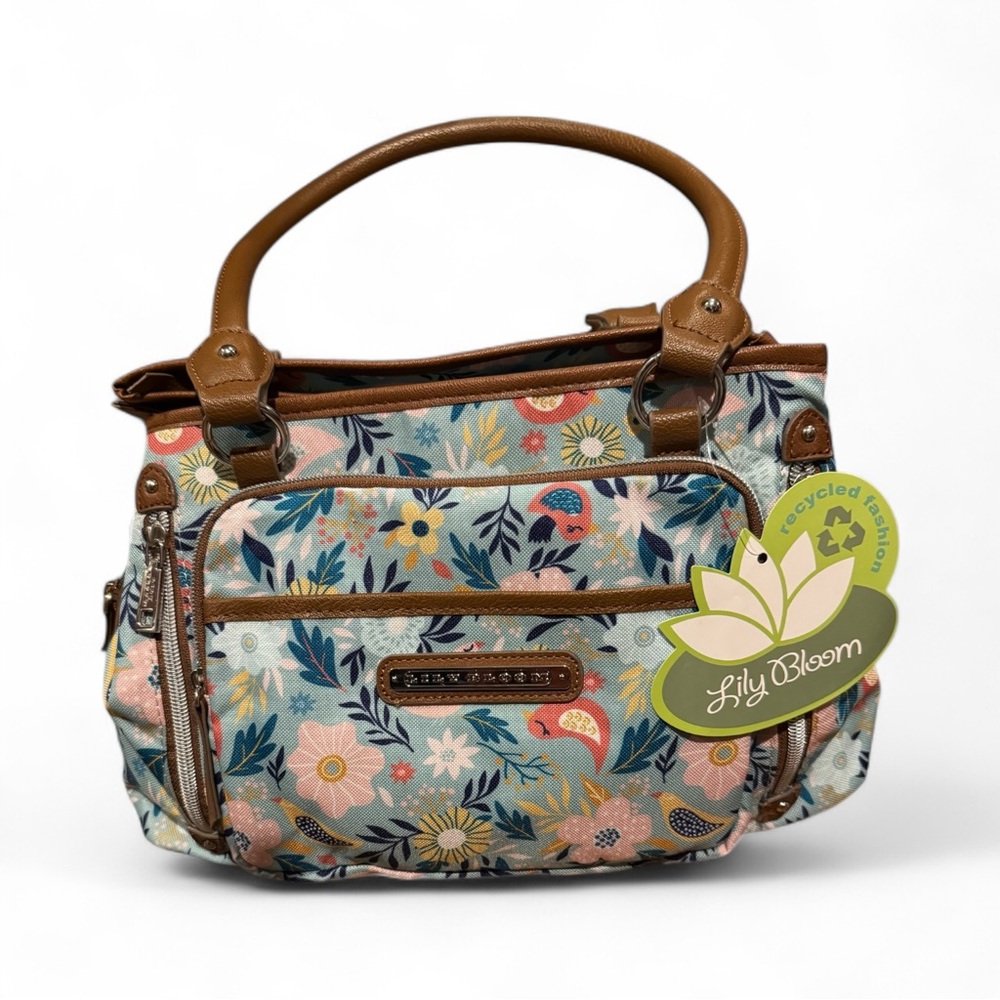 NWT Lily Bloom Fairy Wren Maggie Satchel Shoulder Bag Floral Vacation Rare